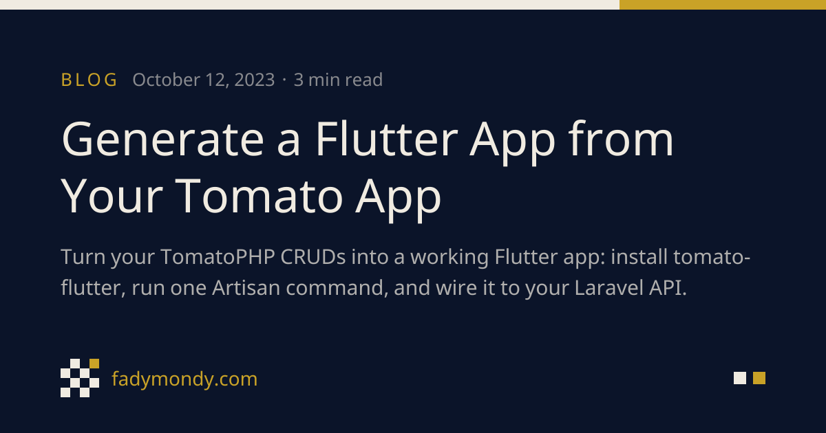 Generate a Flutter App from Your Tomato App